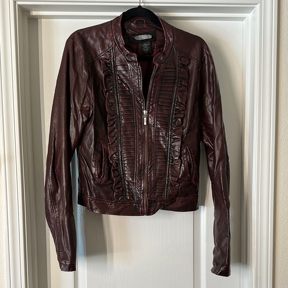 Women's Burgundy Leather Jacket